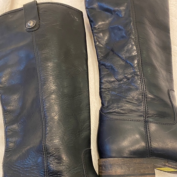 Frye Melissa Button Pull-on Black Knee Boots Extended Calf Black Size 6.5 NWOB - Picture 8 of 11